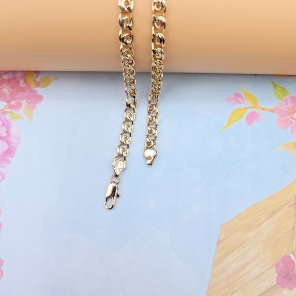 Polished Rose Gold Round Curb Chain Necklace, 19.7 Inch Unisex, XPNL0087 - Picture 9 of 12